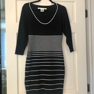 Black striped sweater dress
